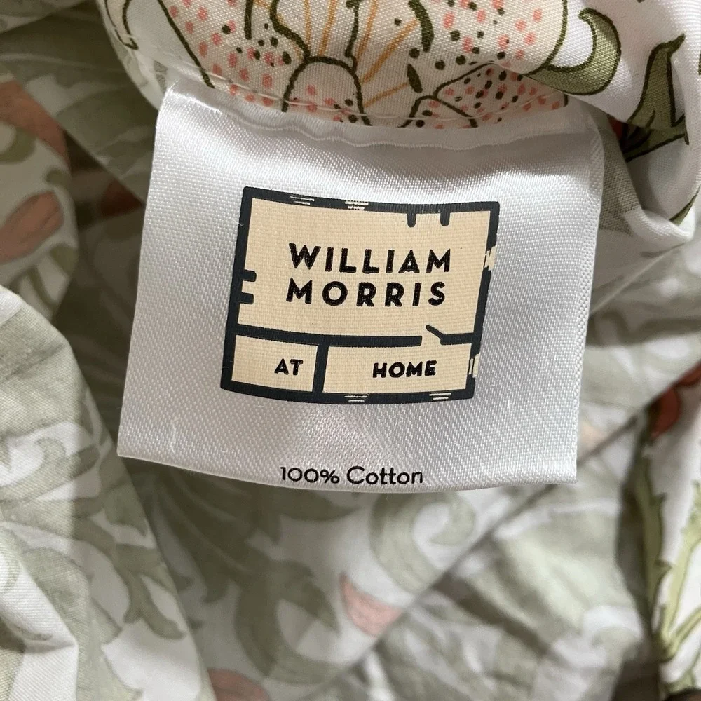 William Morris at Home Cotton Duvet Cover Floral Botanical Green Pink Bedding
